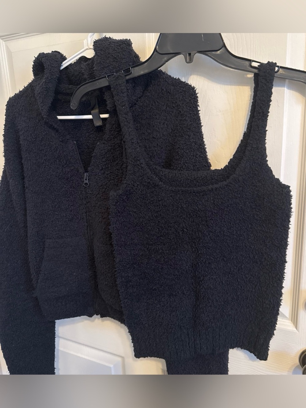 Skims Cozy Sherpa Zip-up Hoodie and Tank Bundle Black Size S/M 🖤